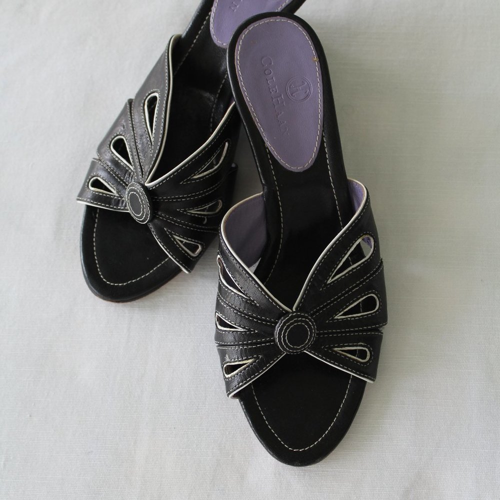 Cole Haan Black Wedge with White Trim Wedge 5 1/2B